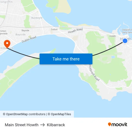 Main Street Howth to Kilbarrack map