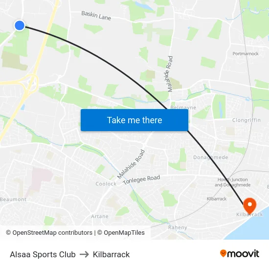 Alsaa Sports Club to Kilbarrack map