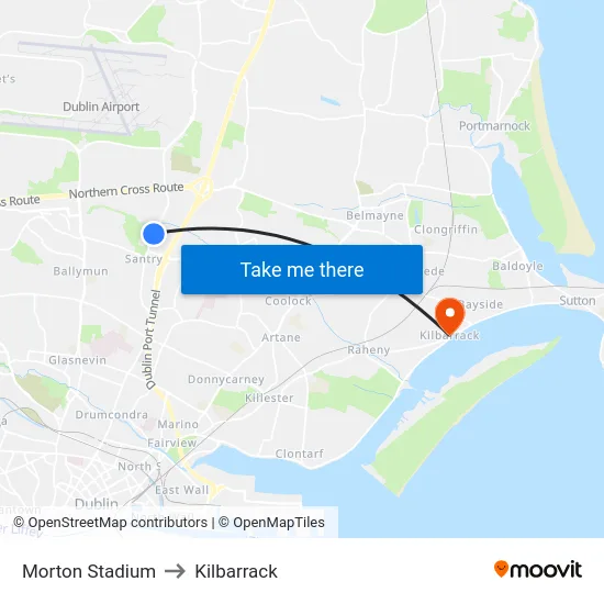 Morton Stadium to Kilbarrack map