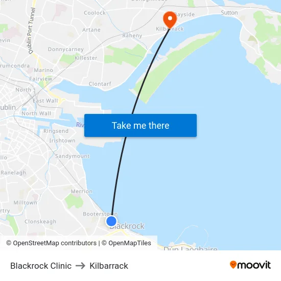 Blackrock Clinic to Kilbarrack map