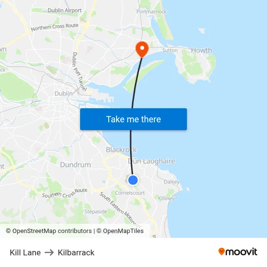 Kill Lane to Kilbarrack map
