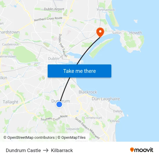 Dundrum Castle to Kilbarrack map