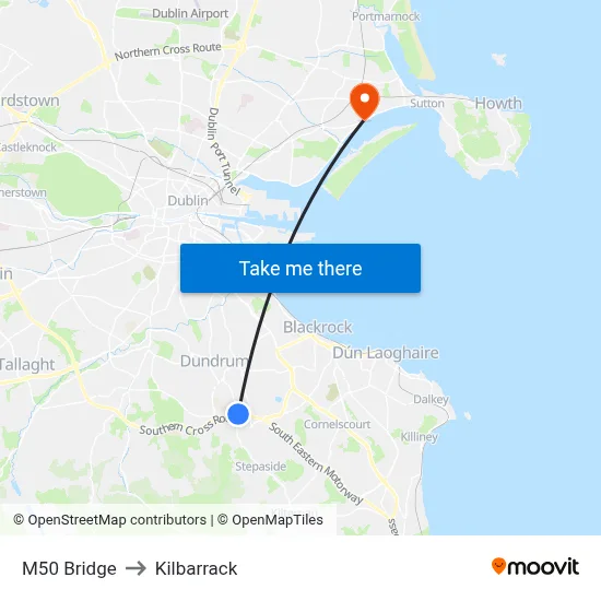 M50 Bridge to Kilbarrack map
