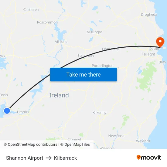 Shannon Airport to Kilbarrack map