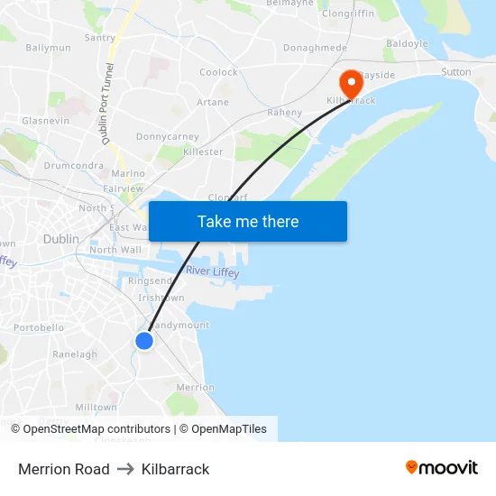 Merrion Road to Kilbarrack map