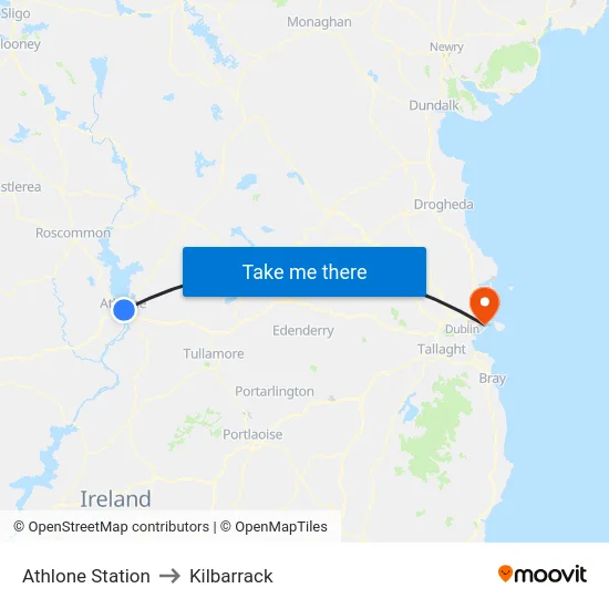 Athlone Station to Kilbarrack map