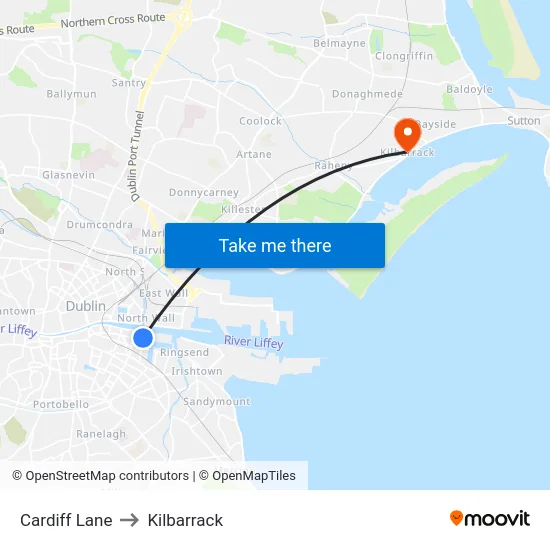 Cardiff Lane to Kilbarrack map