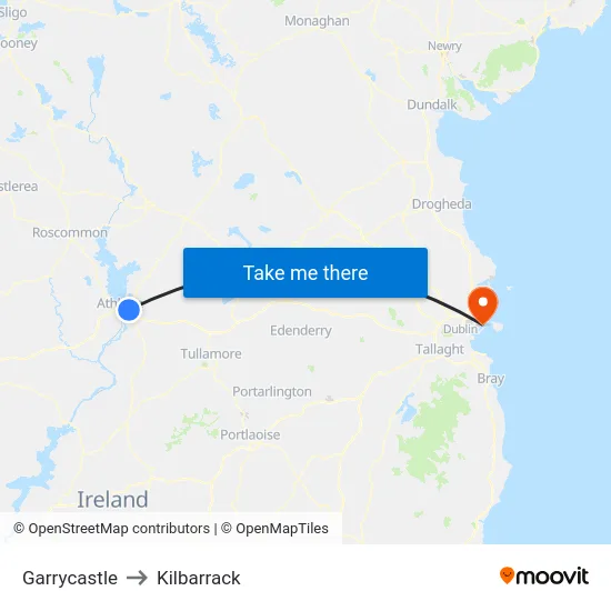 Garrycastle to Kilbarrack map