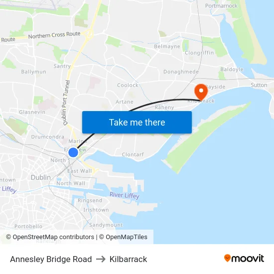 Annesley Bridge Road to Kilbarrack map