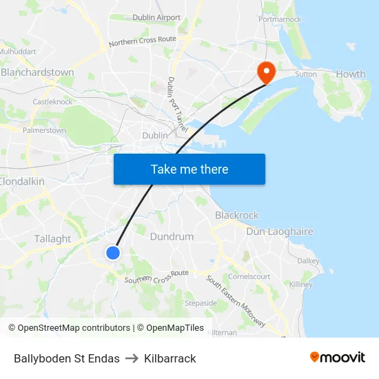 Ballyboden St Endas to Kilbarrack map
