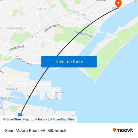 Sean Moore Road to Kilbarrack map