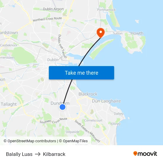 Balally Luas to Kilbarrack map