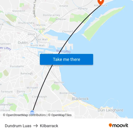 Dundrum Luas to Kilbarrack map