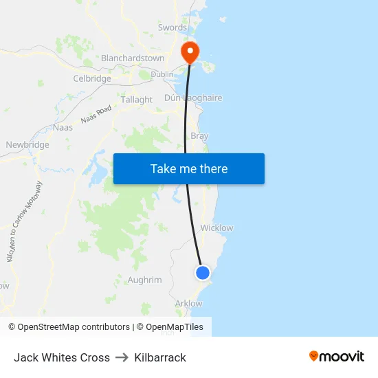Jack Whites Cross to Kilbarrack map