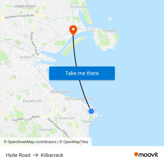 Hyde Road to Kilbarrack map