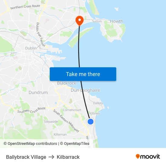 Ballybrack Village to Kilbarrack map