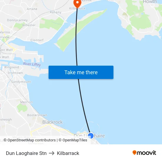 Dun Laoghaire Stn to Kilbarrack map