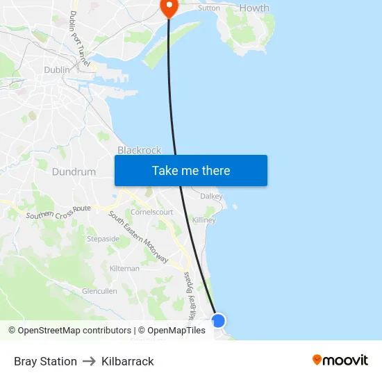 Bray Station to Kilbarrack map