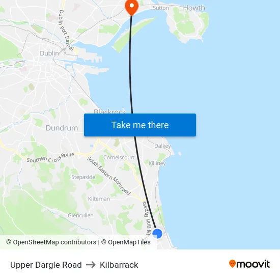Upper Dargle Road to Kilbarrack map