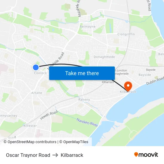 Oscar Traynor Road to Kilbarrack map