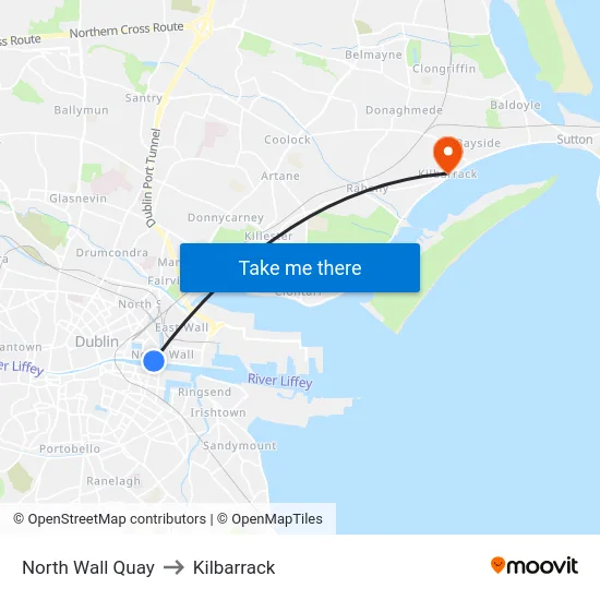 North Wall Quay to Kilbarrack map