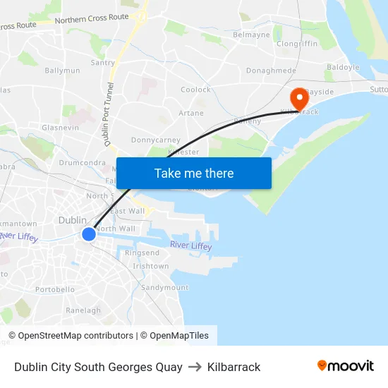 Dublin City South Georges Quay to Kilbarrack map