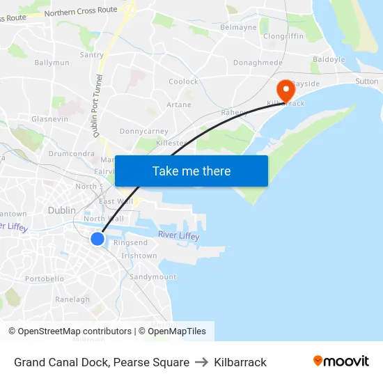 Grand Canal Dock, Pearse Square to Kilbarrack map