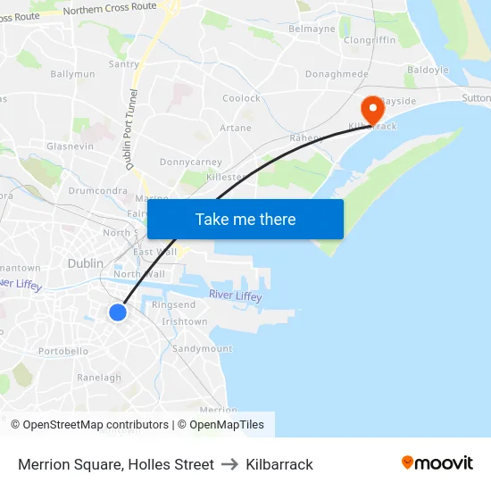Merrion Square, Holles Street to Kilbarrack map