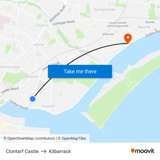 Clontarf Castle to Kilbarrack map