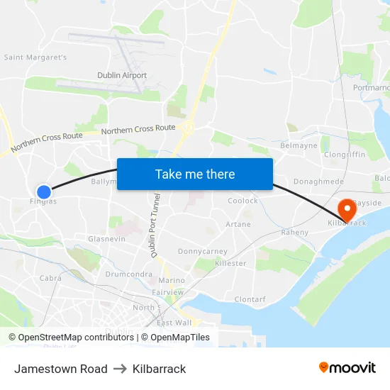 Jamestown Road to Kilbarrack map
