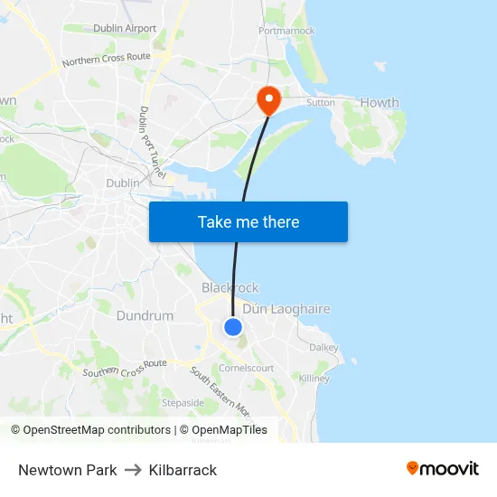 Newtown Park to Kilbarrack map