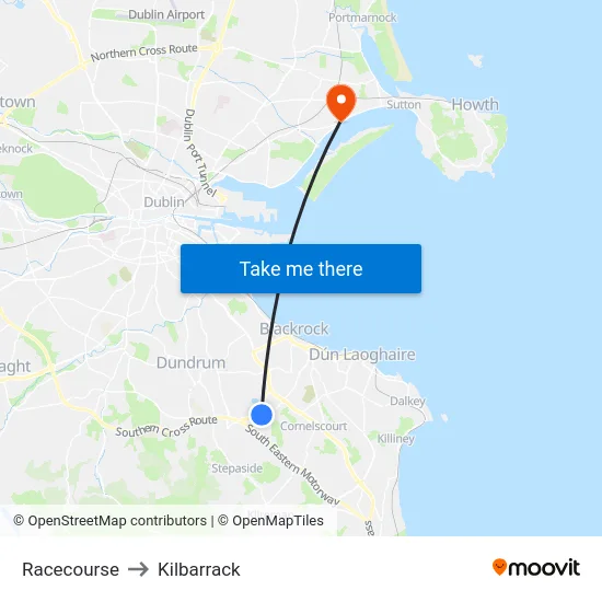 Racecourse to Kilbarrack map