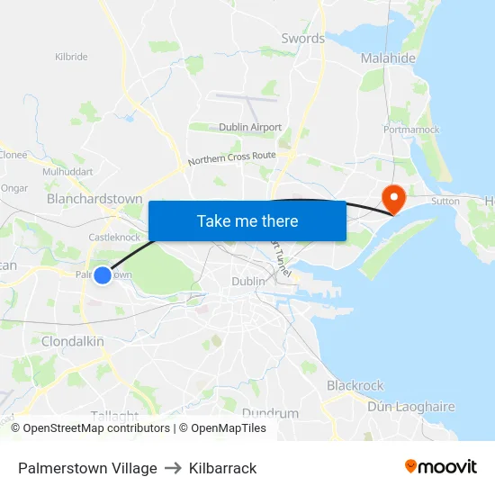 Palmerstown Village to Kilbarrack map