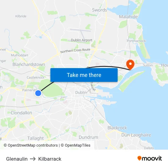 Glenaulin to Kilbarrack map