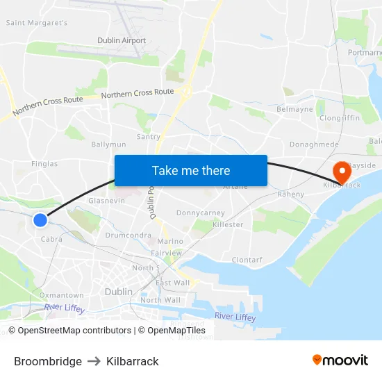 Broombridge to Kilbarrack map