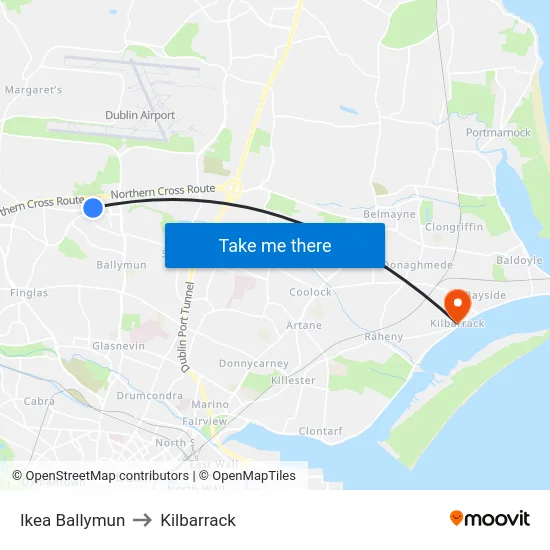 Ikea Ballymun to Kilbarrack map