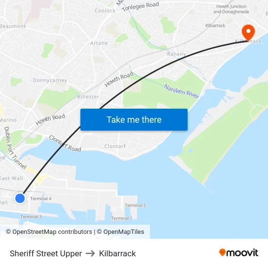 Sheriff Street Upper to Kilbarrack map
