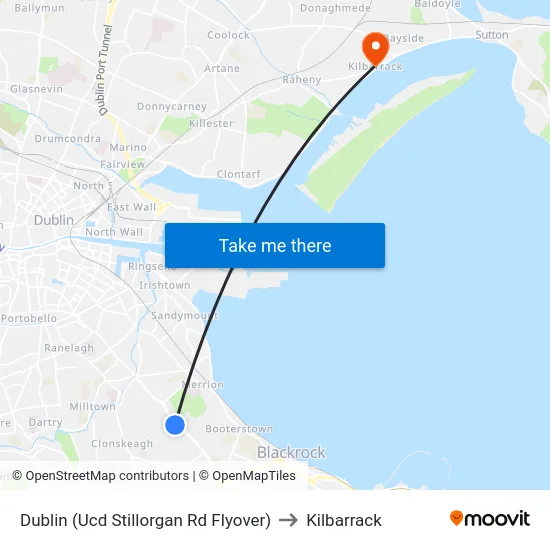 Dublin (Ucd Stillorgan Rd Flyover) to Kilbarrack map