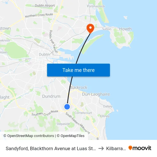 Sandyford, Blackthorn Avenue at Luas Station to Kilbarrack map