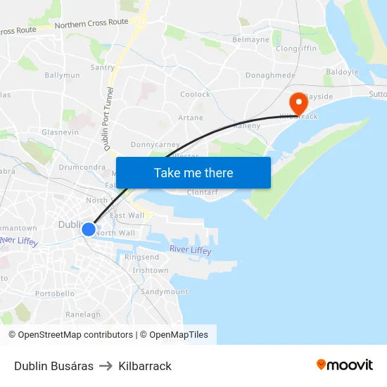 Dublin Busáras to Kilbarrack map