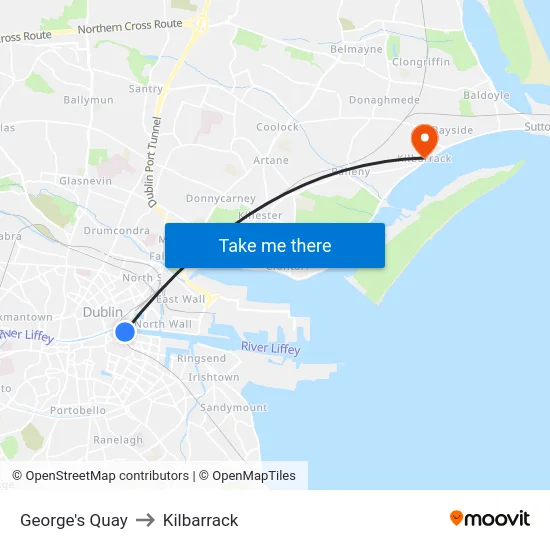 George's Quay to Kilbarrack map