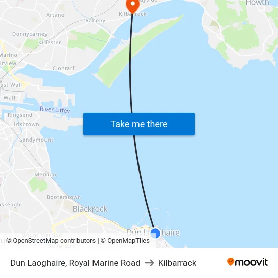 Dun Laoghaire, Royal Marine Road to Kilbarrack map