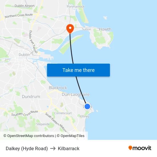 Dalkey (Hyde Road) to Kilbarrack map