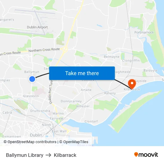 Ballymun Library to Kilbarrack map