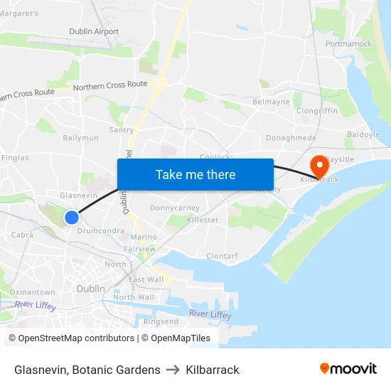 Glasnevin, Botanic Gardens to Kilbarrack map
