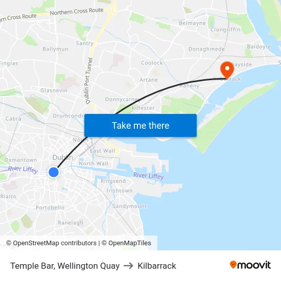 Temple Bar, Wellington Quay to Kilbarrack map