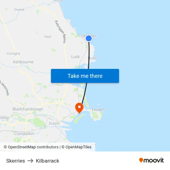 Skerries to Kilbarrack map