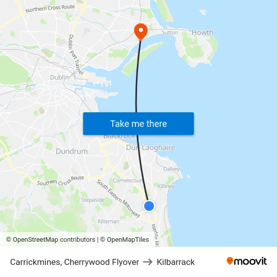 Carrickmines, Cherrywood Flyover to Kilbarrack map