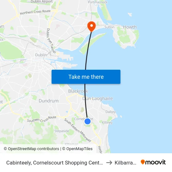 Cabinteely, Cornelscourt Shopping Centre to Kilbarrack map