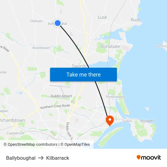 Ballyboughal to Kilbarrack map